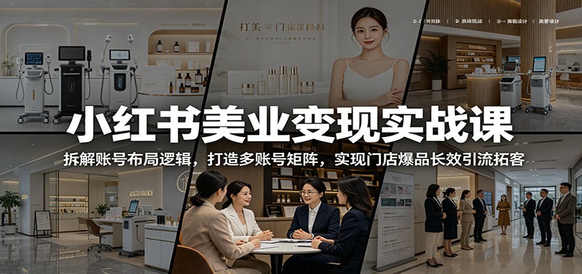 小红书美业变现实战课:多账号矩阵+爆品长效引流,门店同城精准拓客全链路拆解(美业老板必看)